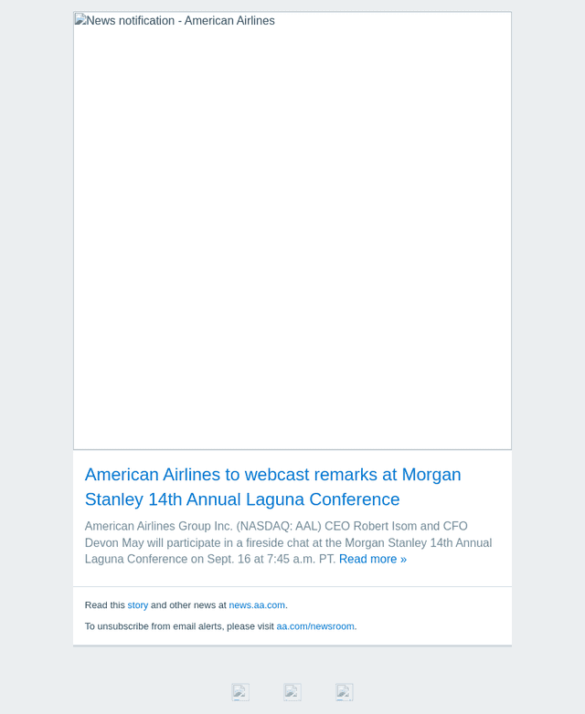 American Airlines email from Wed, Sep 9, 2026