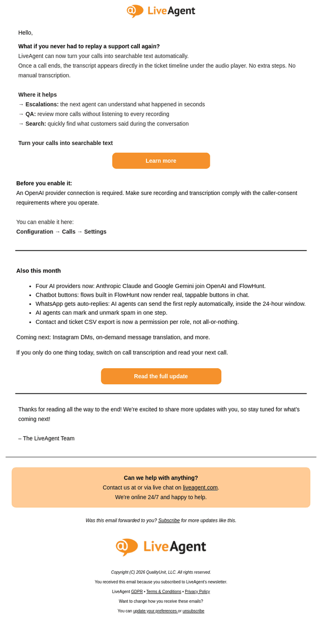 Stop replaying calls. Read them instead. And more September updates.