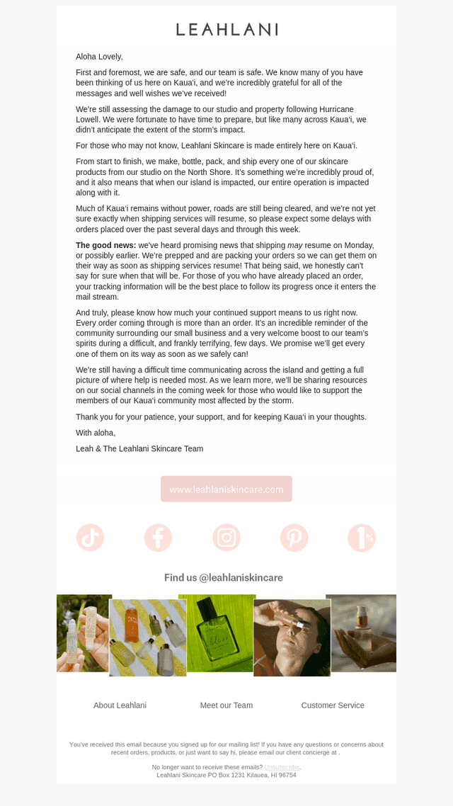 Leahlani Skincare email from Wed, Sep 9, 2026