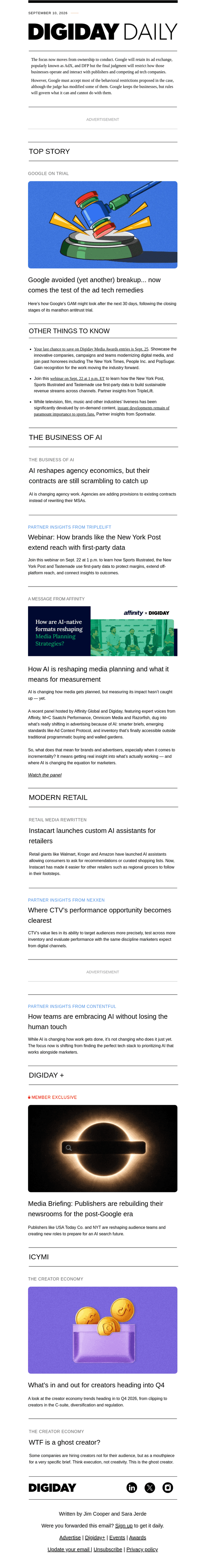 Digiday email from Thu, Sep 10, 2026