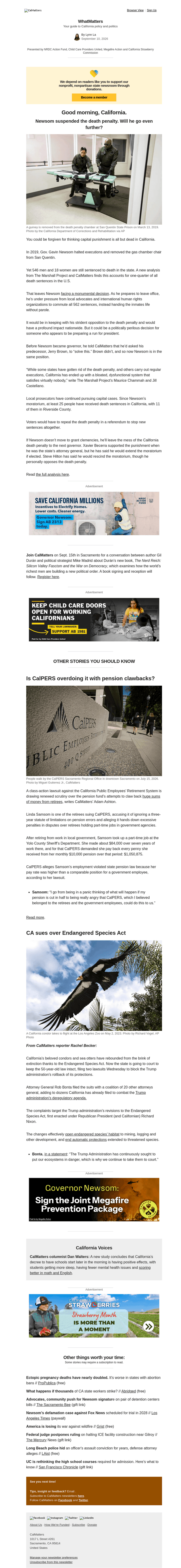 Calm email from Thu, Sep 10, 2026
