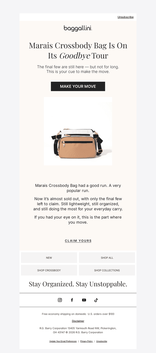 Marais Crossbody Bag is almost a memory