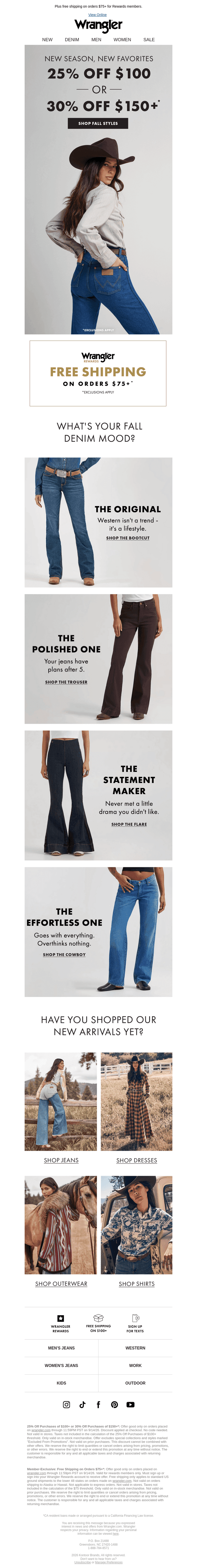 Get 25% off $100 or 30% off $150+