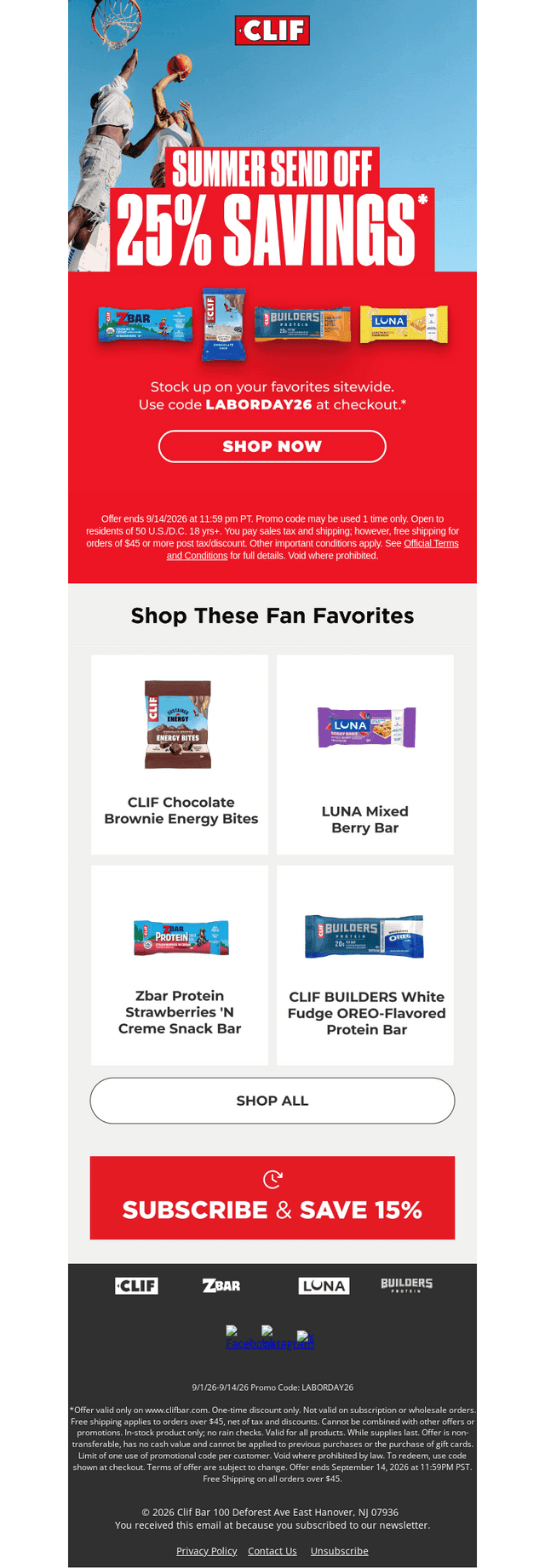 Clif Bar & Co. email from Thu, Sep 10, 2026