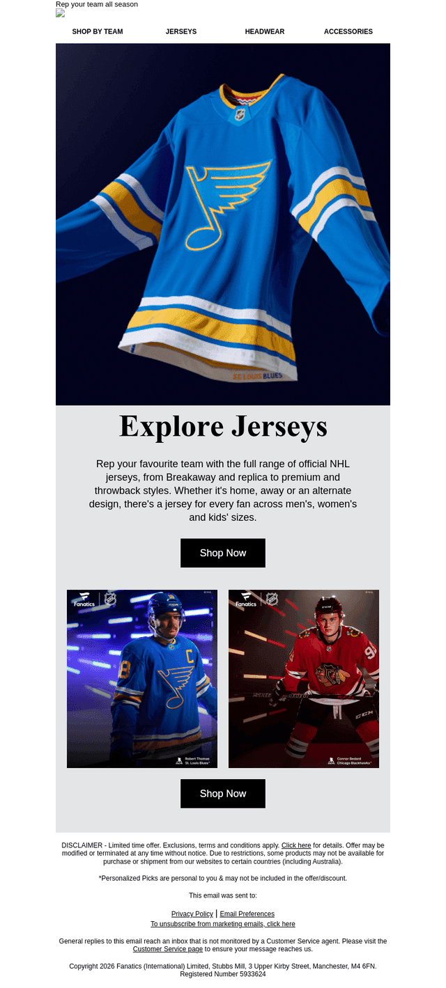 NHL email from Thu, Sep 10, 2026