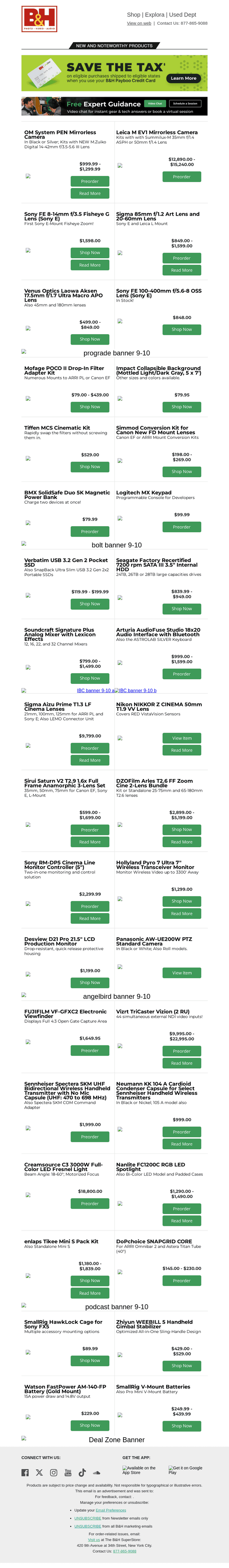 B&H Photo Video email from Thu, Sep 10, 2026