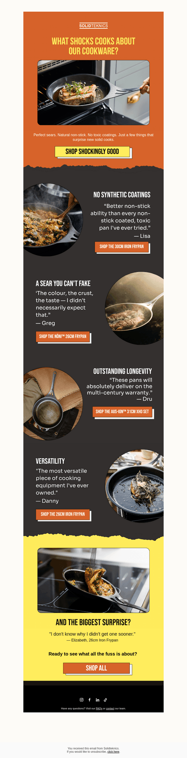 What shocks cooks about our cookware?