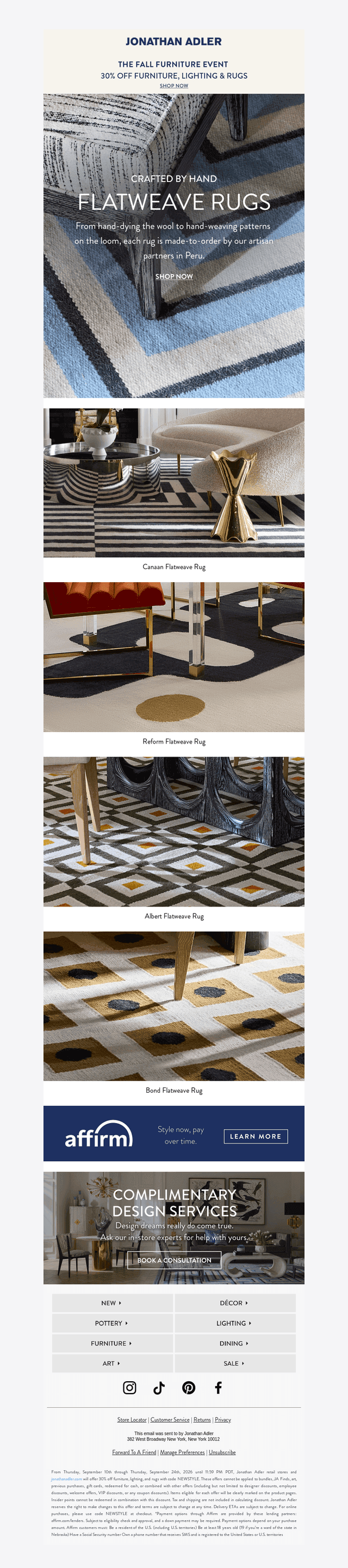 Right now: 30% OFF RUGS.