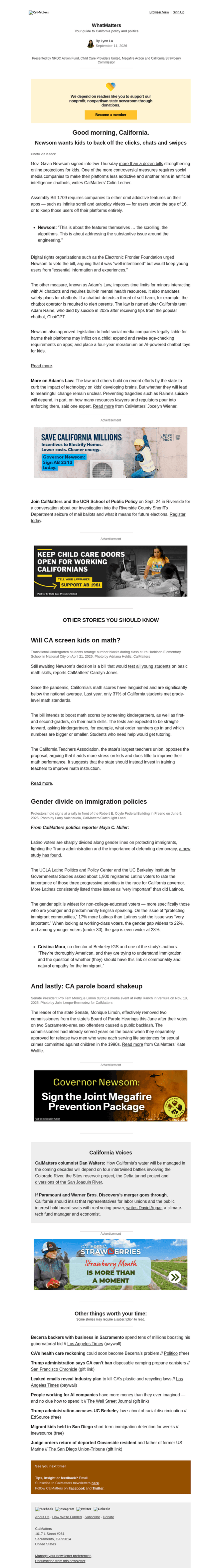 Calm email from Fri, Sep 11, 2026