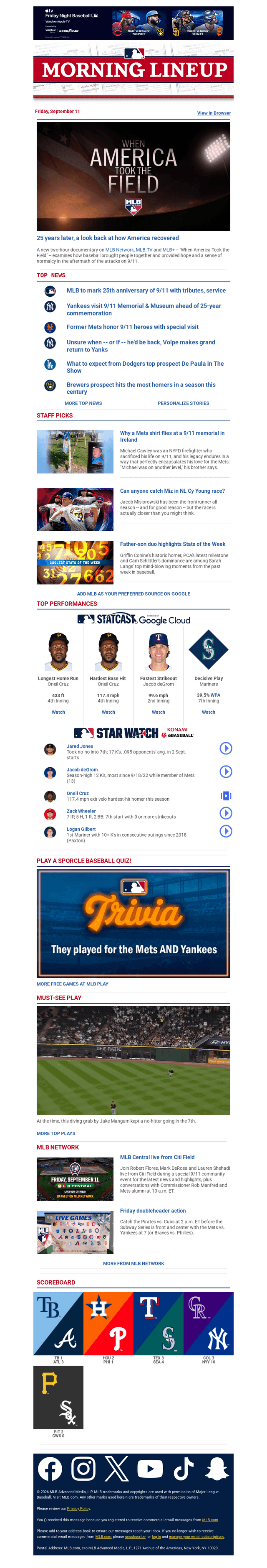 MLB email from Fri, Sep 11, 2026