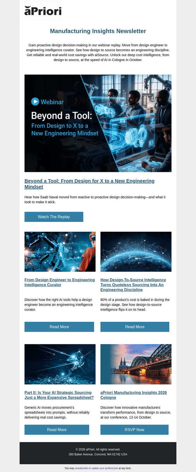 aPriori Technologies email from Fri, Sep 11, 2026