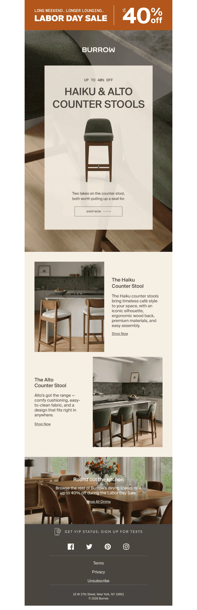 Pull up a stool and save up to 40%