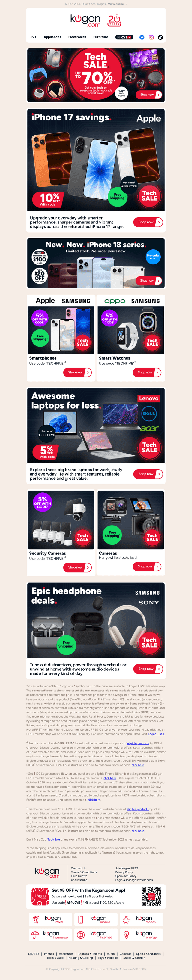 Kogan.com email from Fri, Sep 11, 2026