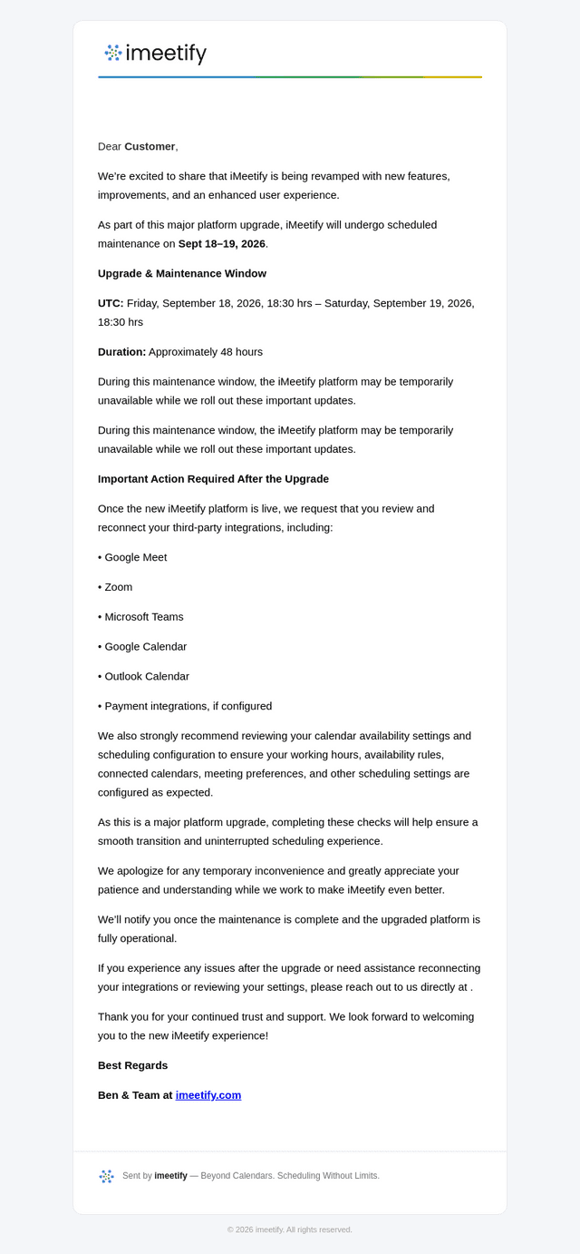 imeetify.com email from Sat, Sep 12, 2026