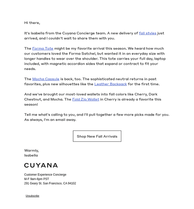 Cuyana email from Sat, Sep 12, 2026