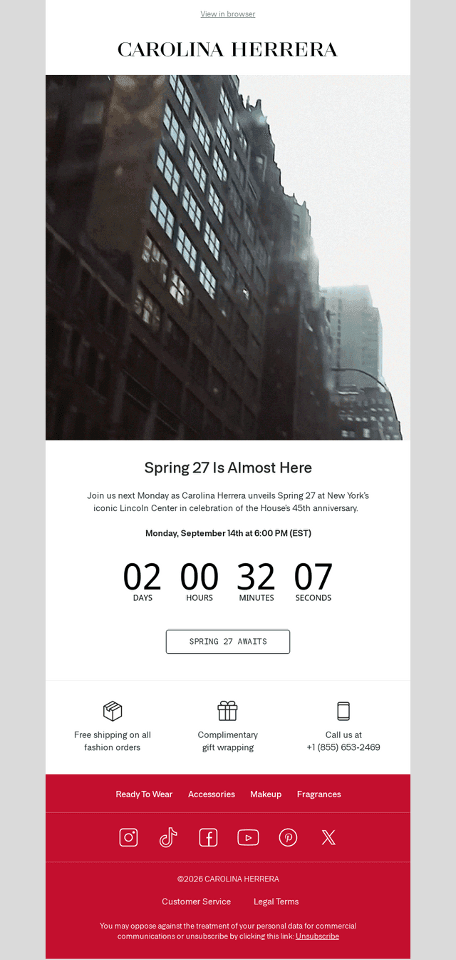 Carolina Herrera email from Sat, Sep 12, 2026