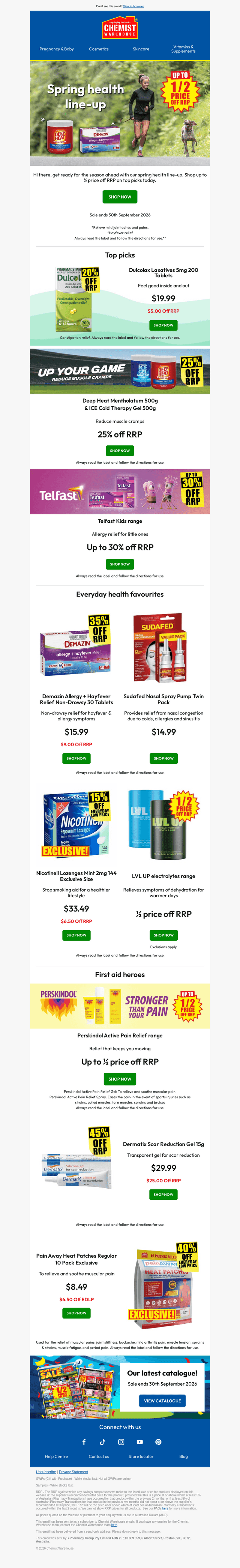 Chemist Warehouse email from Sun, Sep 13, 2026