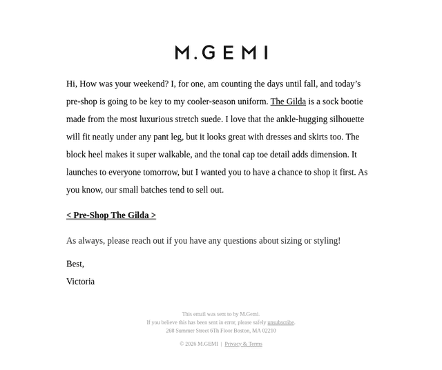 M Gemi email from Sun, Sep 13, 2026