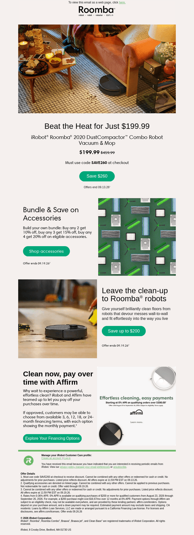 iRobot email from Sun, Sep 13, 2026