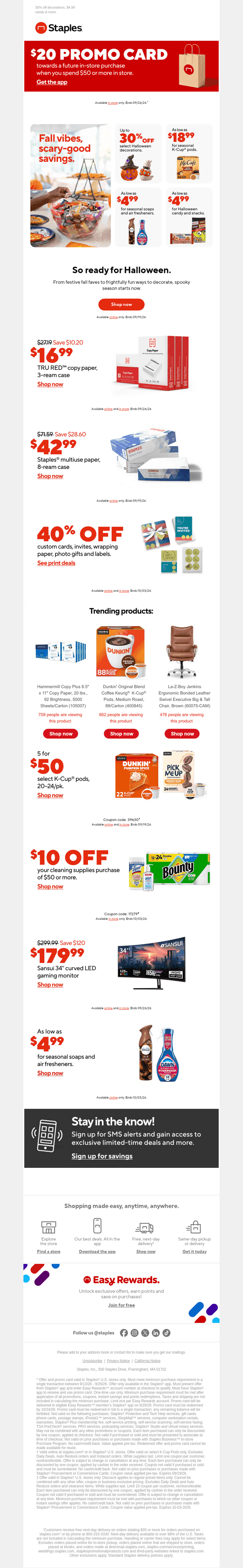 Staples email from Sun, Sep 13, 2026