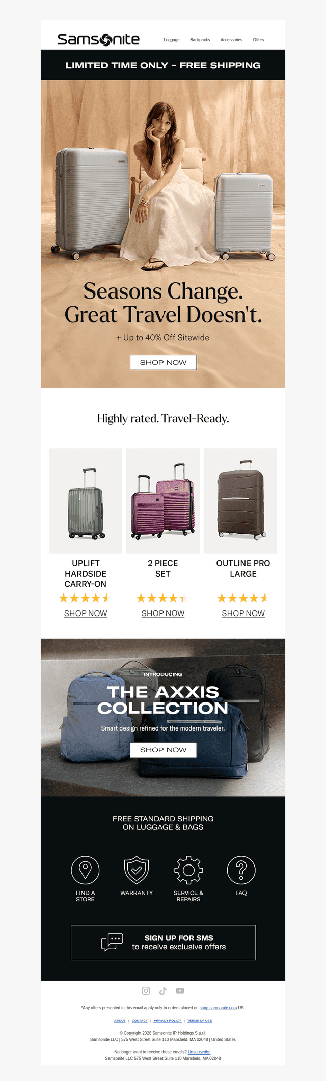 Samsonite email from Sun, Sep 13, 2026