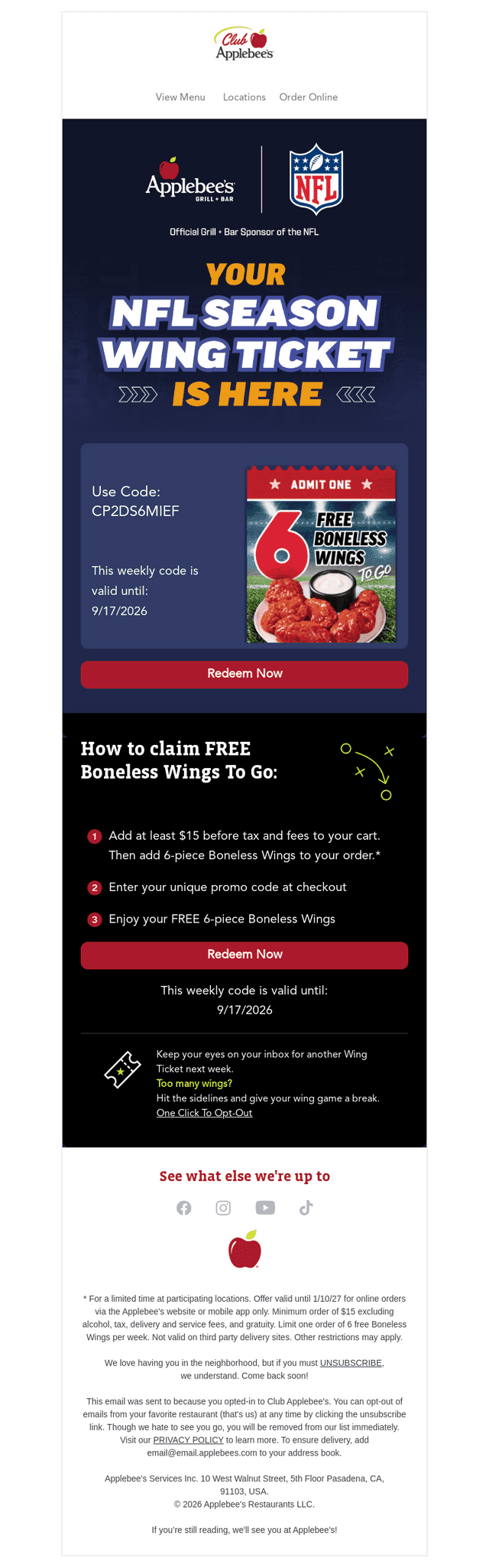 Flag on the play: corrected Wing Ticket details