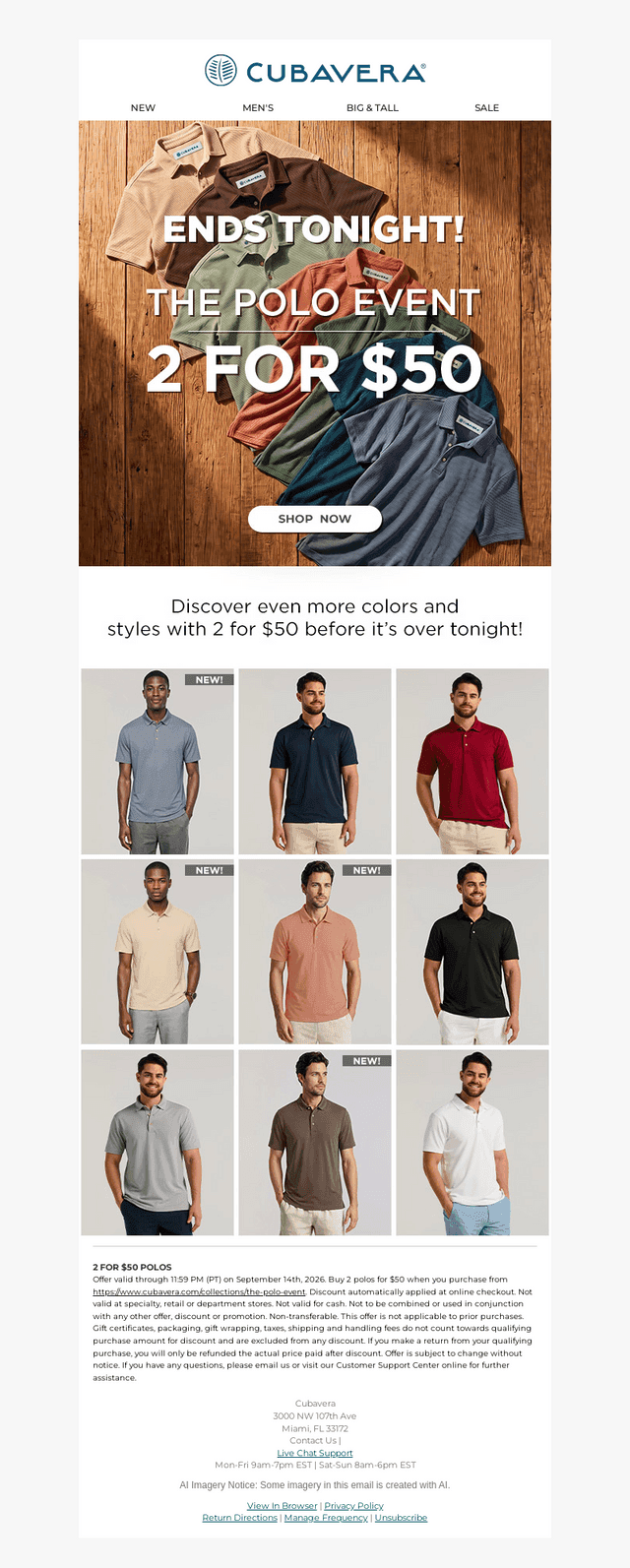 Last Day for 2 for $50 Polos!