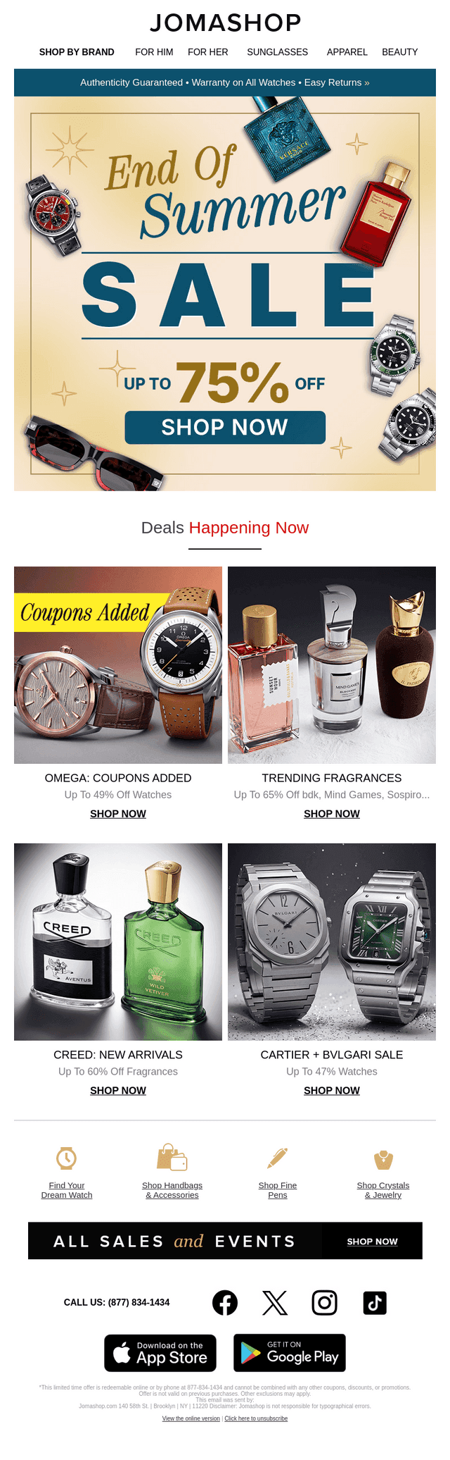 Jomashop email from Sun, Sep 13, 2026
