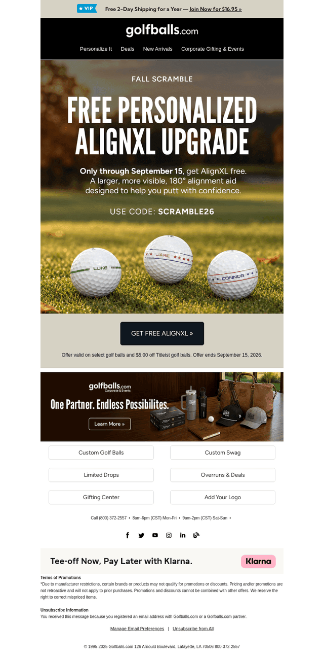 Golfballs email from Sun, Sep 13, 2026
