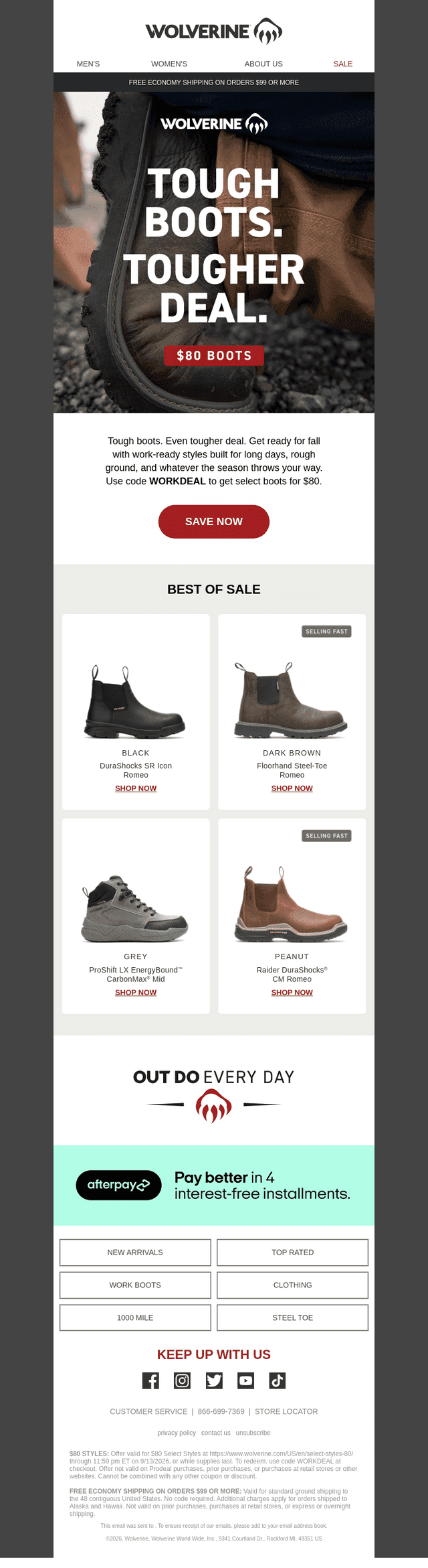 No More Chances After Tonight: $80 Boots