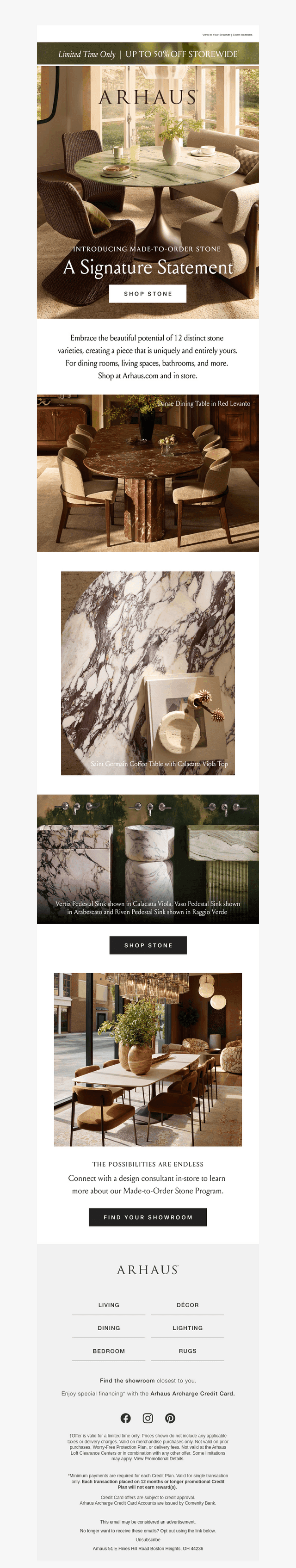 Arhaus email from Sun, Sep 13, 2026