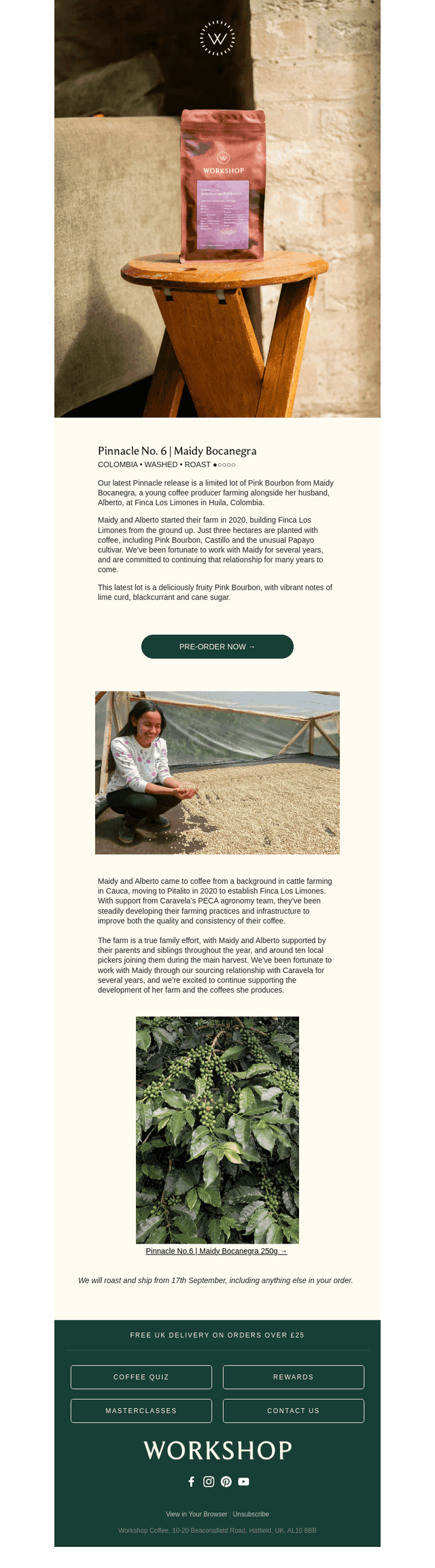 Workshop Coffee email from Mon, Sep 14, 2026