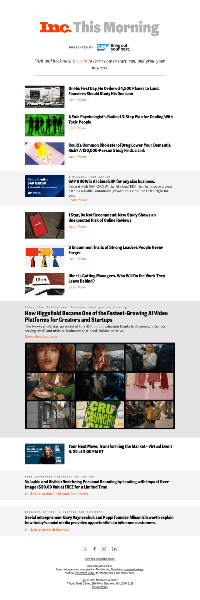 INC Magazine email from Mon, Sep 14, 2026