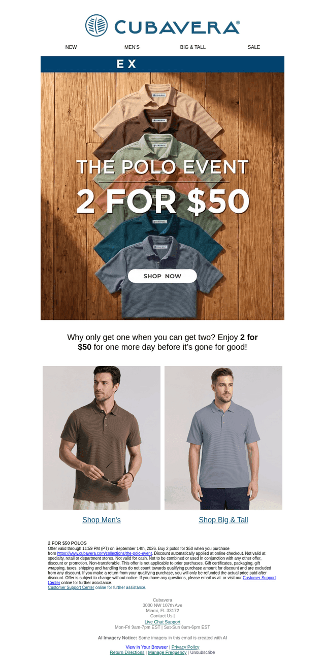 2 for $50 Polos: Extended!