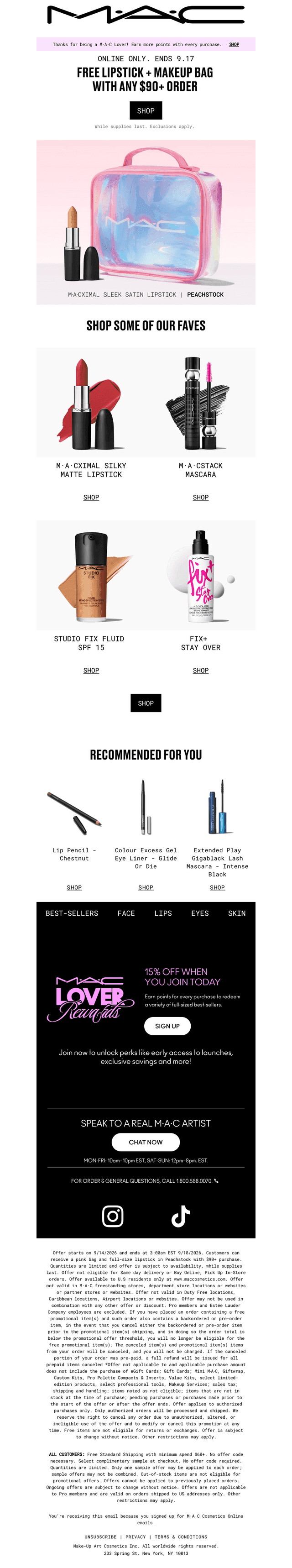 MAC Cosmetics email from Mon, Sep 14, 2026