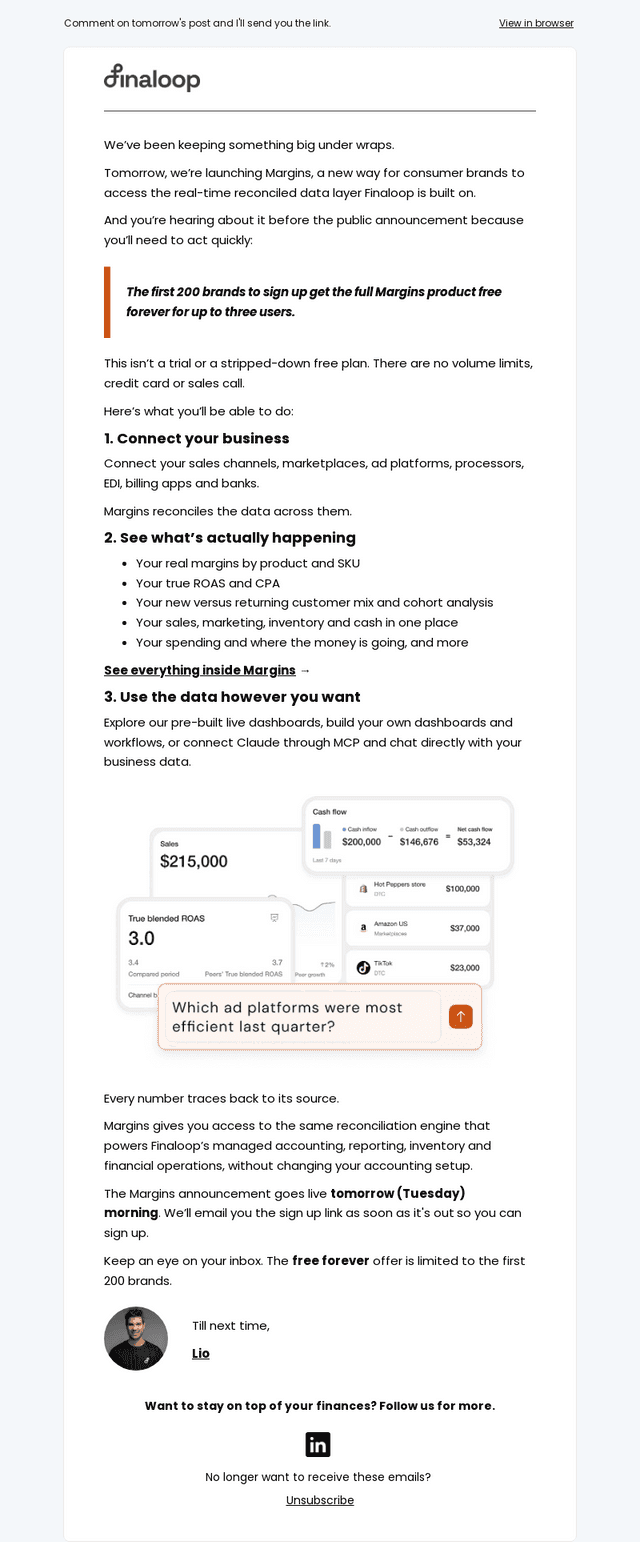 Your sneak peek: Margins launches tomorrow🤫