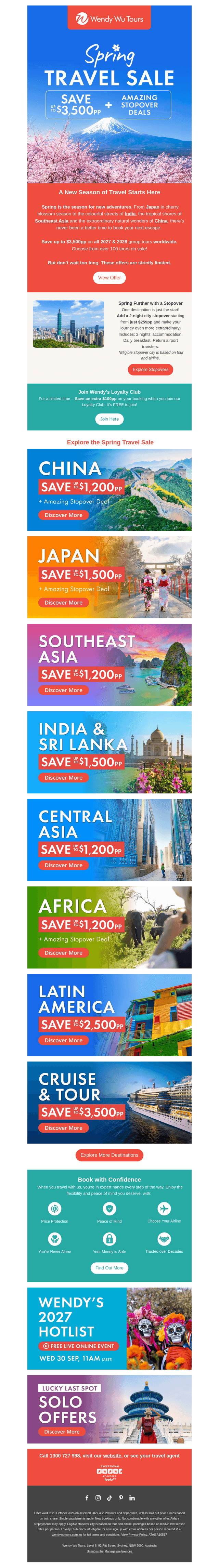 Wendy Wu Tours Australia email from Tue, Sep 15, 2026