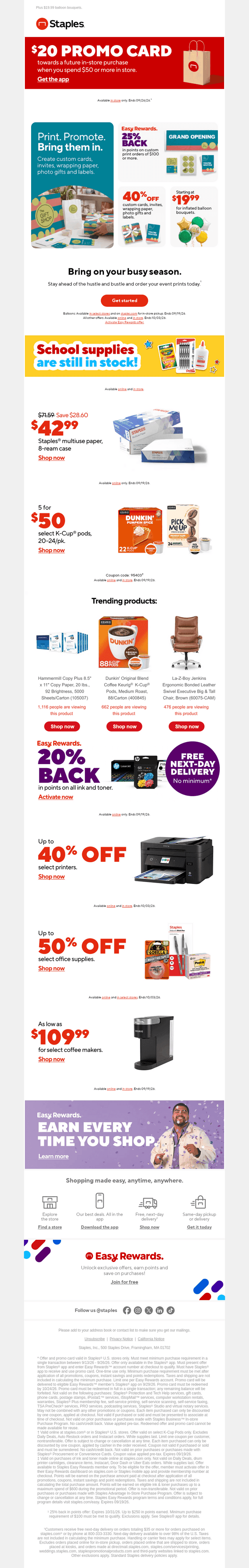 Staples email from Tue, Sep 15, 2026