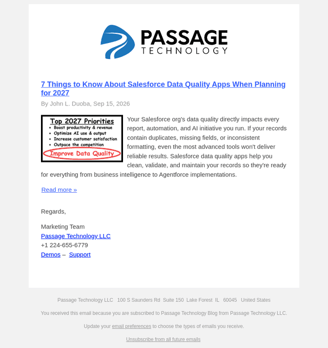 Passage Technology email from Tue, Sep 15, 2026