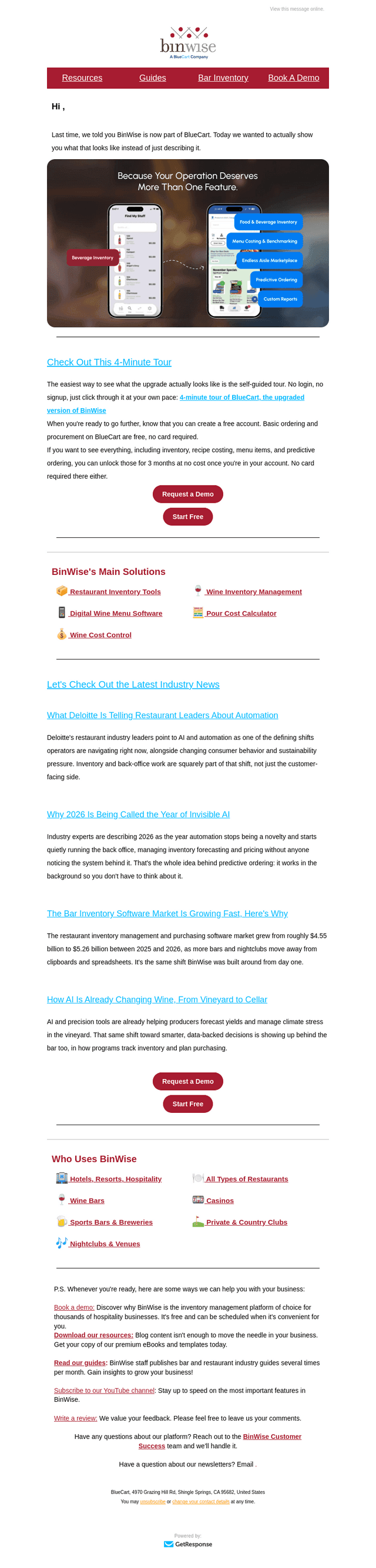 BlueCart email from Tue, Sep 15, 2026