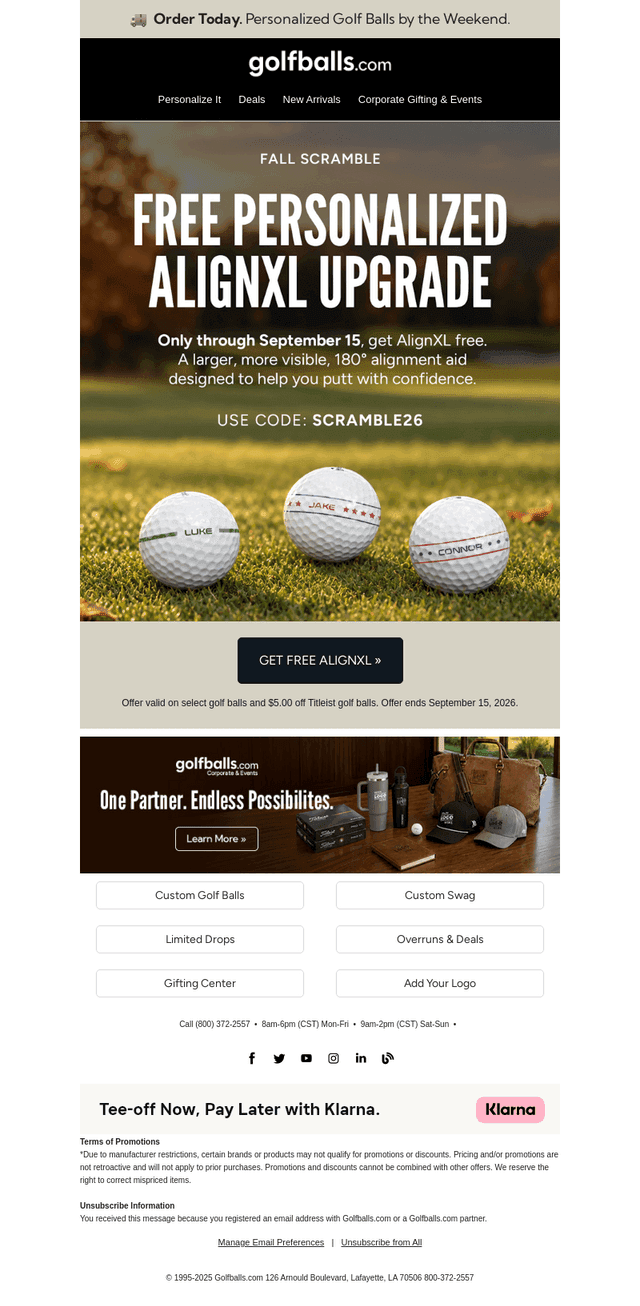 Golfballs email from Tue, Sep 15, 2026