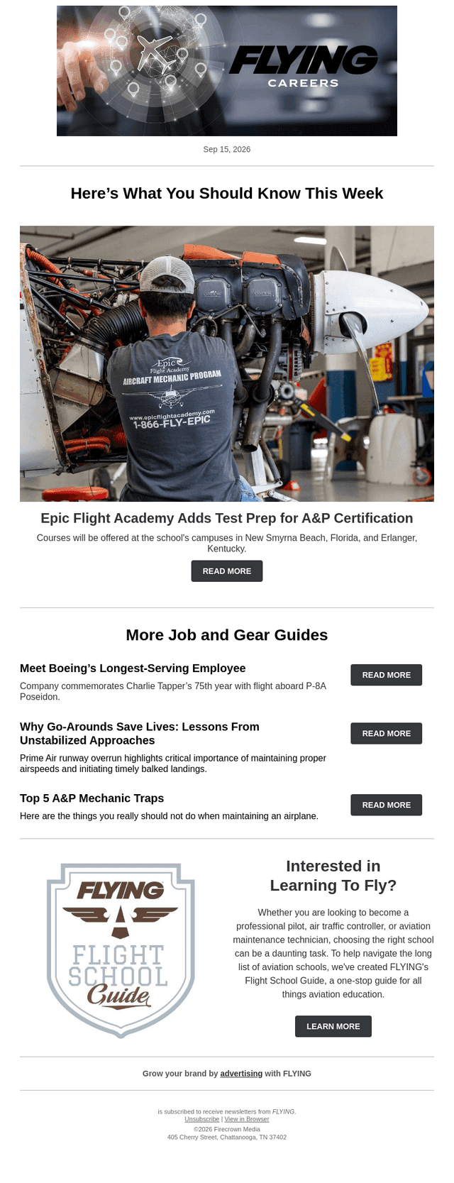 Flying Magazine email from Tue, Sep 15, 2026