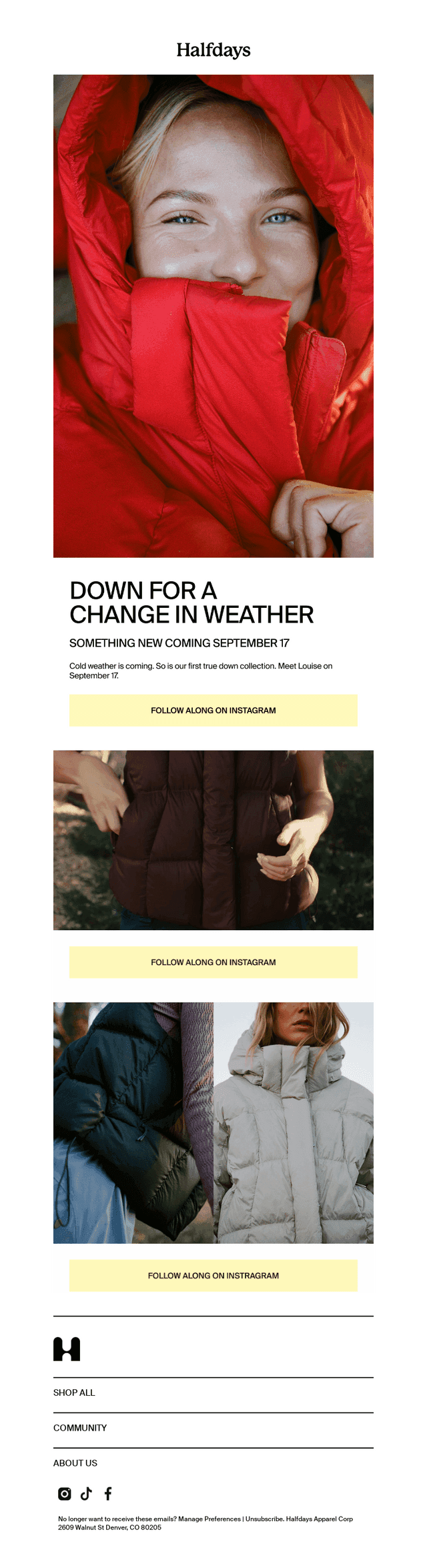 Halfdays email from Tue, Sep 15, 2026