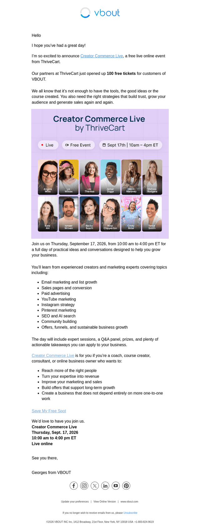 You're Invited: Creator Commerce Live by ThriveCart