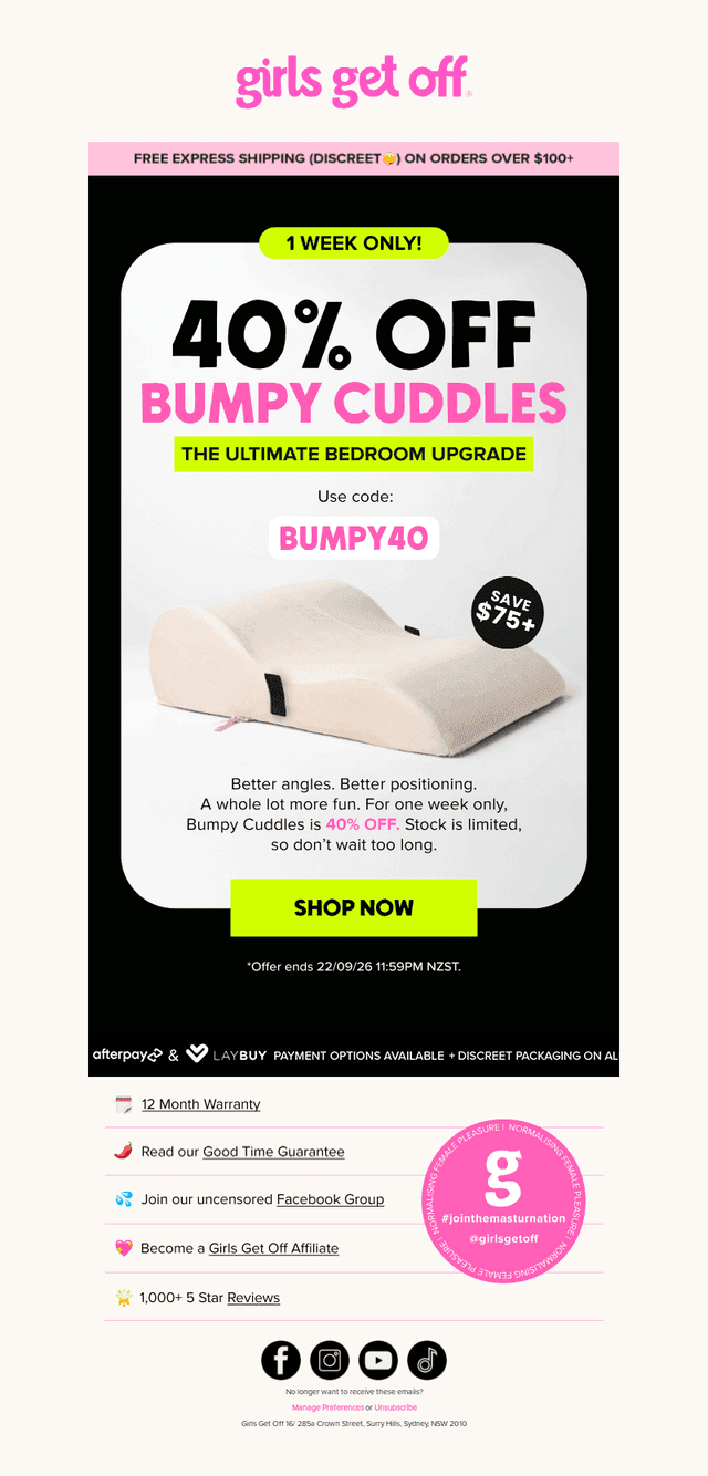 40% OFF. One week only.
