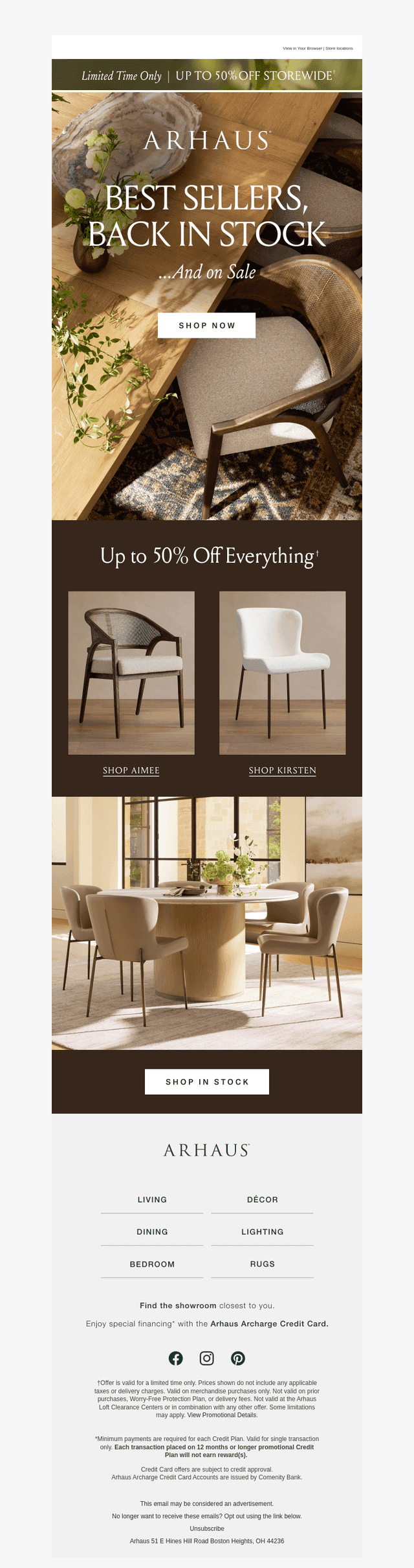 Arhaus email from Tue, Sep 15, 2026