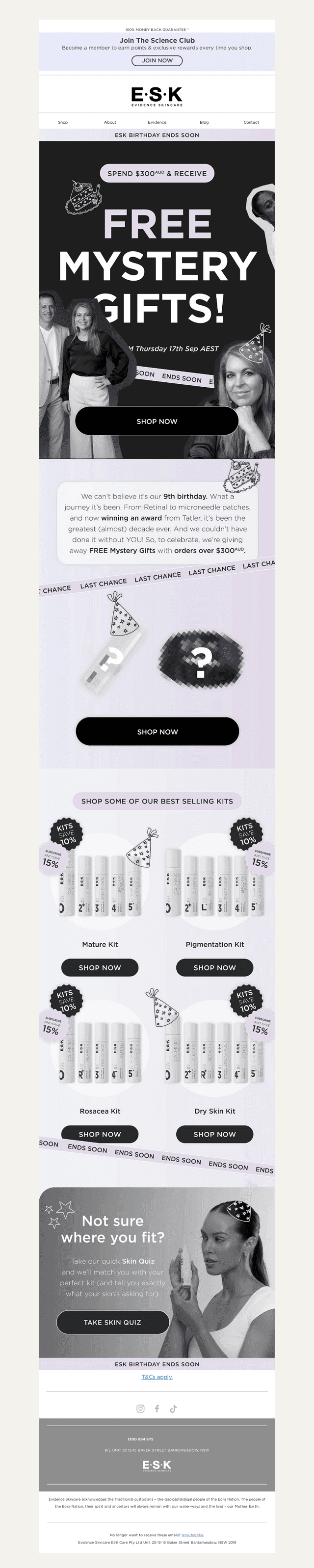 Evidence Skincare email from Wed, Sep 16, 2026