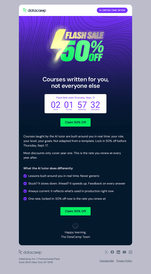 DataCamp email from Wed, Sep 16, 2026