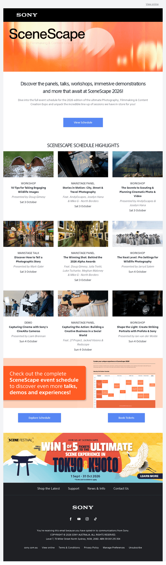 Sony Australia email from Wed, Sep 16, 2026