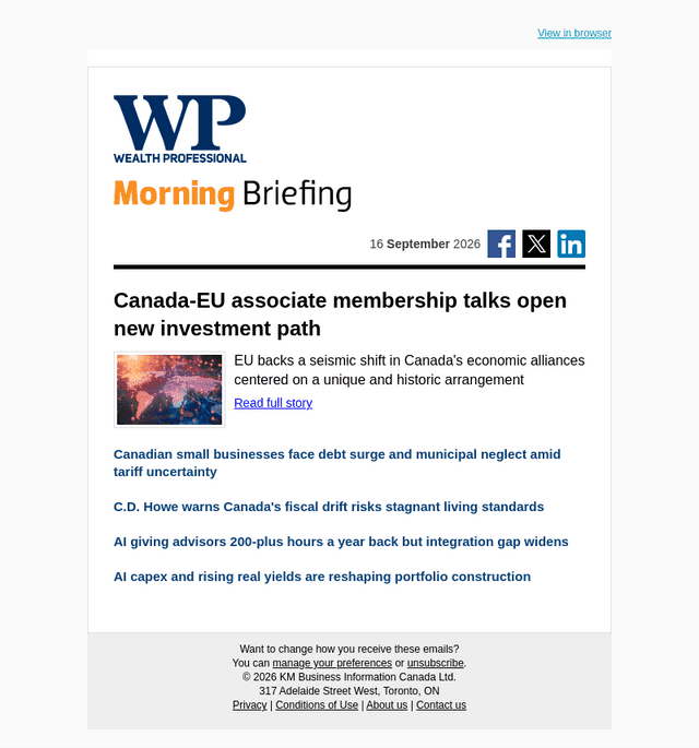 Wealth Professional email from Wed, Sep 16, 2026